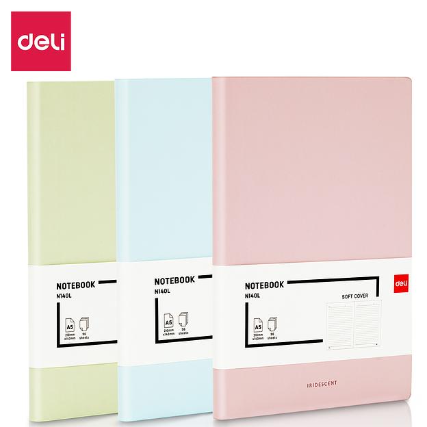 Блокнот Deli EN140LGREEN A5 210х143мм искусст. кожа 96л линейка мягкая обложка зеленый фото 9