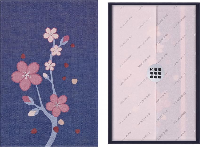 Блокнот Moleskine LIMITED EDITION SAKURA LESU08QP062BOX 130х210мм обложка текстиль 176стр. нелинованный подар.кор. синий 2025 фото 4