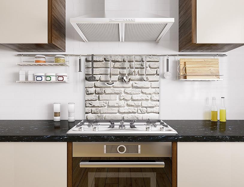 Интерьерная стеклянная панель «Белый кирпич» опт фото 1