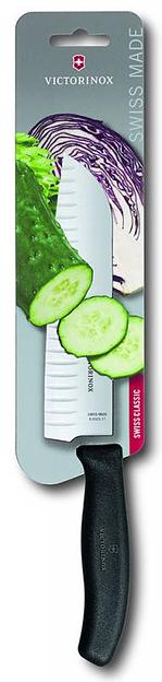Нож кухонный Victorinox Swiss Classic (6.8523.17B) стальной сантоку лезв.170мм черный блистер фото 1