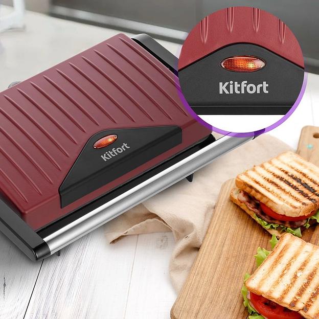 Сэндвичница Kitfort КТ-3639 750Вт красный/черный фото 4