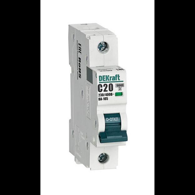 Выключатель автоматический модульный 1п C 20А 10кА ВА-105 DEKraft 13154DEK фото 1