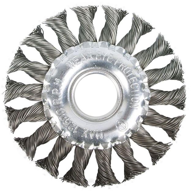 Щетка-крацовка дисковая Toolberg, для УШМ, стальная жгут. проволока, 125мм фото 1