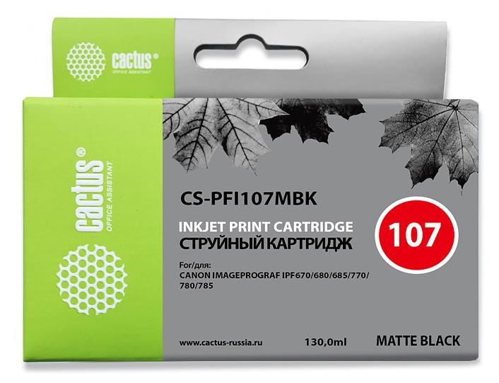 Картридж струйный Cactus CS-PFI107MBK черный матовый (130мл) для Canon IP iPF670/iPF680/iPF685/iPF770/iPF780/iPF785 фото 1