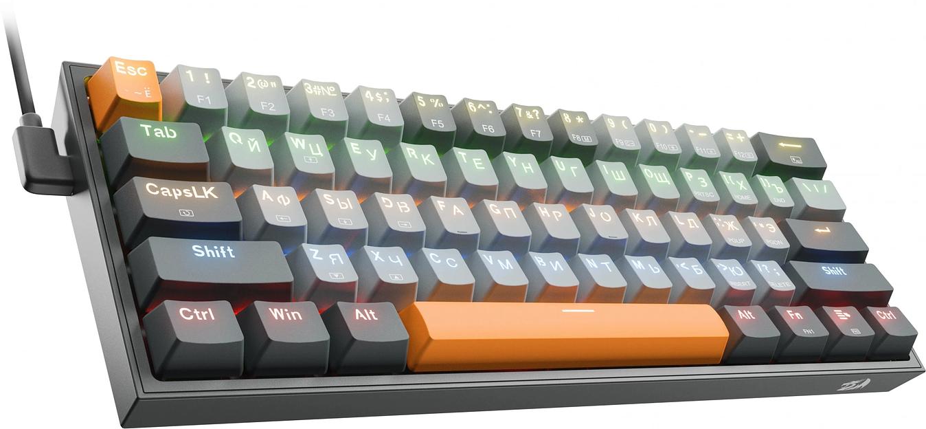 Клавиатура REDRAGON (72600) Fizz RU,Rainbow,melt-gold свитчи фото 3