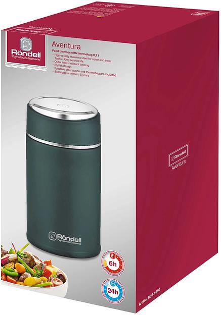 Термос для еды Rondell Aventura RDS-1660 0.7л. морская волна с чехлом картонная коробка фото 5