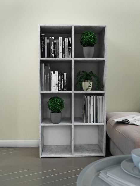 Стеллаж универсальный 8-секционный Wood&Stone «Малави» 320 цемент светлый 136×34.5×69.3 см фото 1