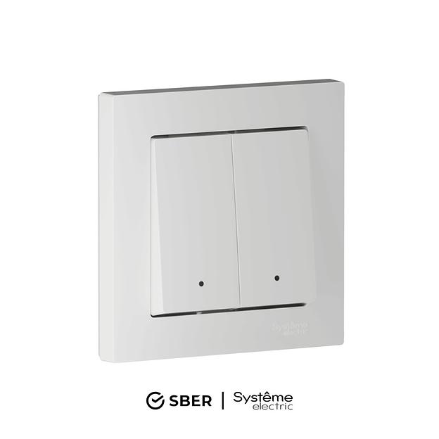 ATLASDESIGN SMART 2-кл. ВЫКЛЮЧАТЕЛЬ с подсв., Zigbee, сх.5, L+N, 10А, мех., БЕЛЫЙ фото 1