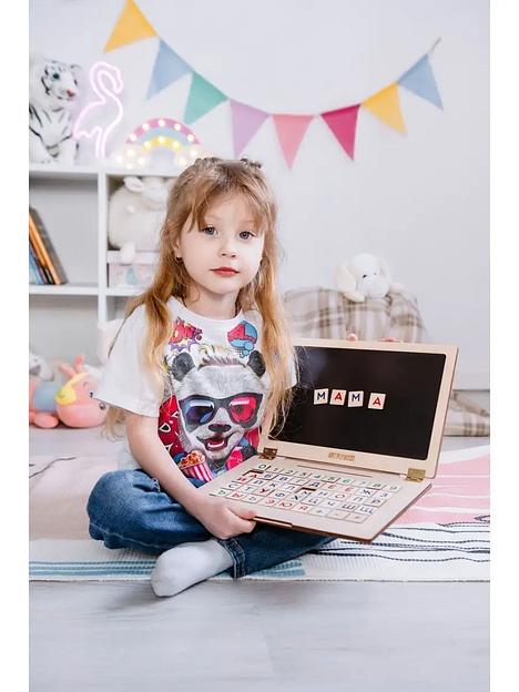 Деревянный ноутбук «Учим буквы и цифры» Art Plywood голубой, опт фото 6