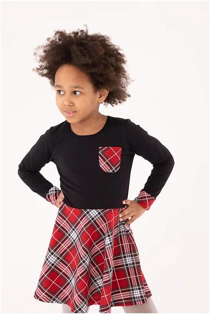 Платье Золотой ключик, в клетку, чёрное ОПТ фото 1