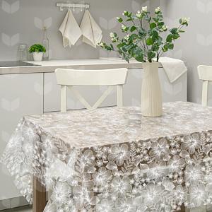 Клеенка столовая ПВХ "LACE", 1,32х22м Бегония 7044-020 (белый) фото 1
