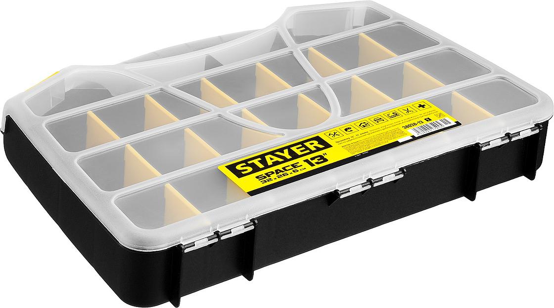 STAYER SPACE-13, 320 х 260 х 60 мм, (13″), пластиковый органайзер с 21 ячейкой (38038-13) фото 4