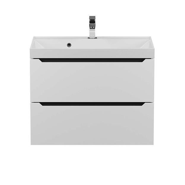 Тумба с раковиной для ванной Uperwood Tanos 70 см, подвесная, матовая, белая/графит фото 8