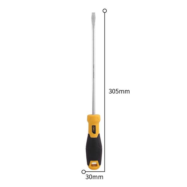 Шлицевая отвертка Deli DL6362001 6х200мм Материал: CR-V. Двухкомпонентная ручка. Хромированная. фото 3