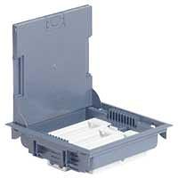 Напольная коробка, горизонтальная, 18 модулей, крышка под ковровое/паркетное покрытие, цвет серый фото 1