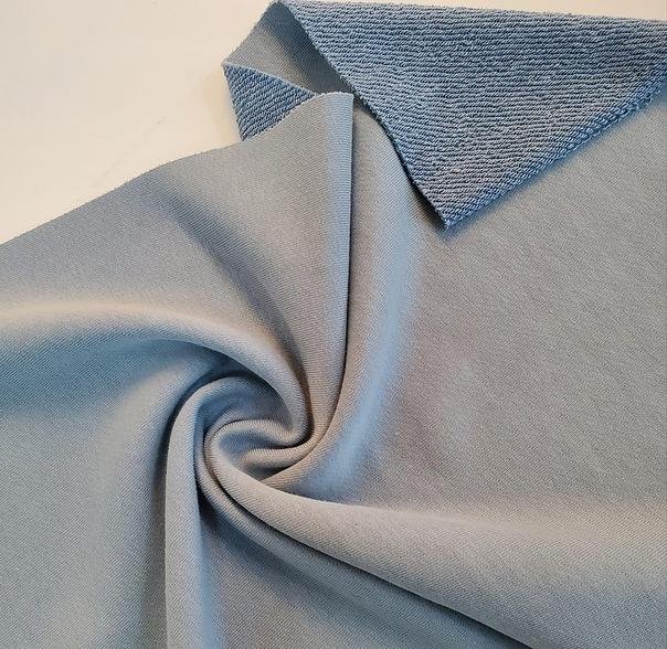 Ткань трёхнитка начес компакт пенье премиум тёмно-голубая фото 1