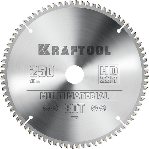 KRAFTOOL Multi Material, 250 х 30 мм, 80Т, пильный диск по алюминию (36953-250-30) фото 1