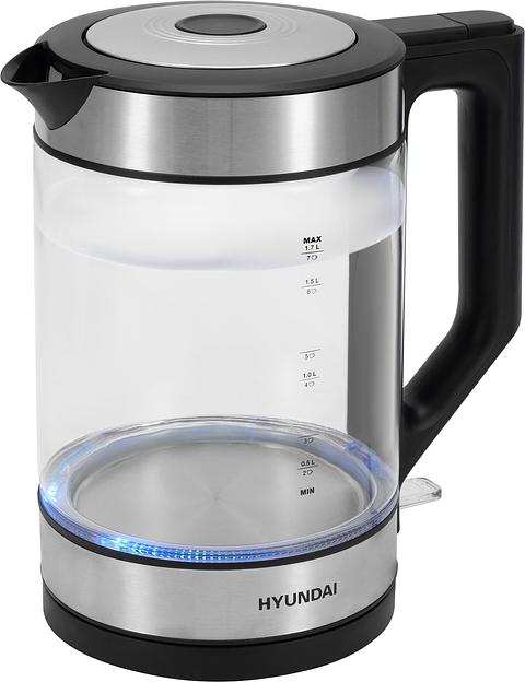 Чайник электрический Hyundai HYK-G3509 1.7л. 2200Вт черный/прозрачный корпус: стекло/пластик фото 1