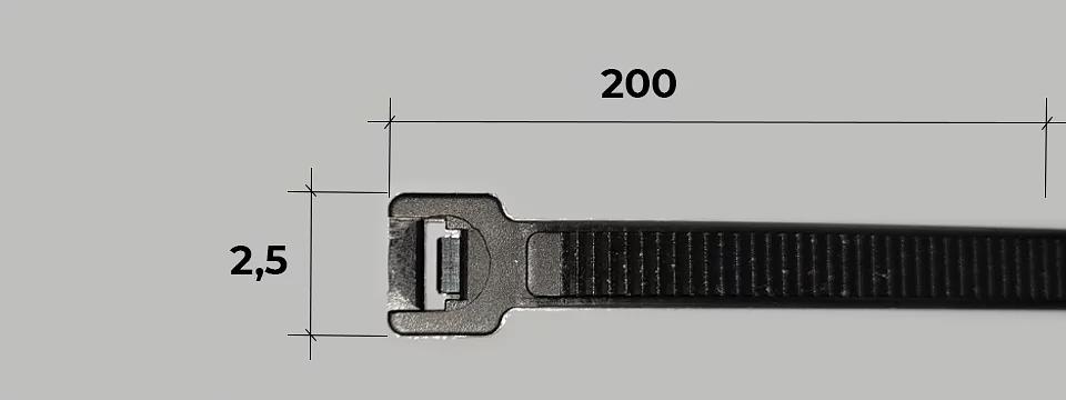 Нейлоновый хомут 2,5х200 Чёрный фото 1