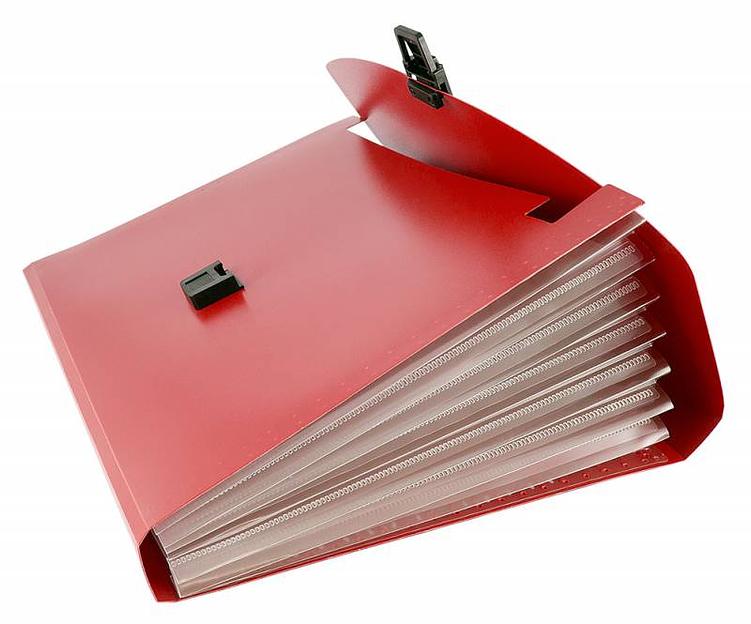 Портфель Бюрократ -BPP13RED 13 отдел. A4 пластик 0.7мм красный фото 2