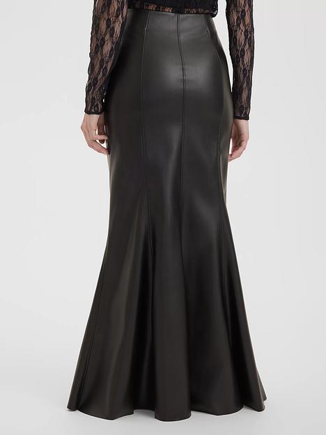 Юбка годе из экокожи, черный, опт фото 2