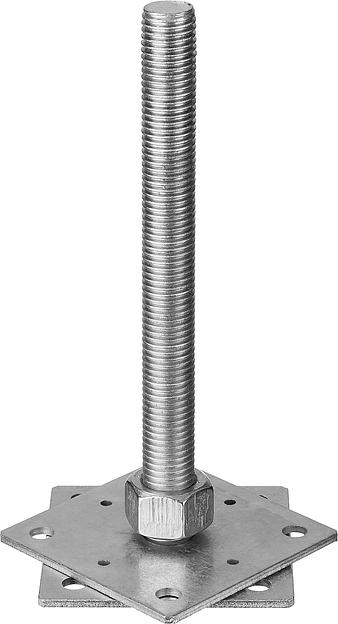 ЗУБР 110 x 110 x 250 мм x М24, цинк, анкерная регулировочная стойка (310266-110) фото 1