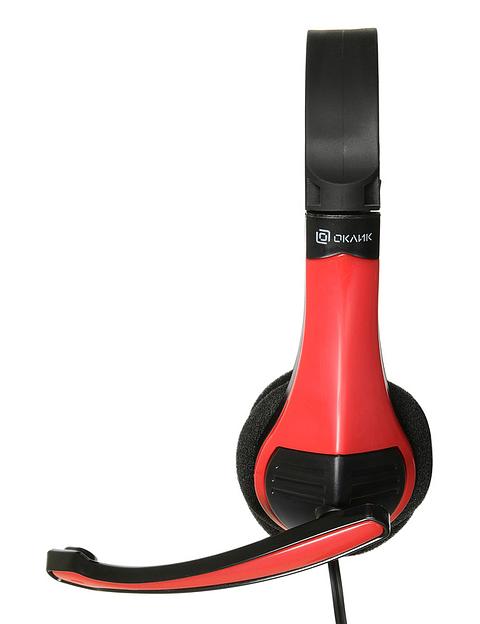 Наушники с микрофоном Оклик HS-M150 черный/красный 2м накладные оголовье (NO-003N) фото 4
