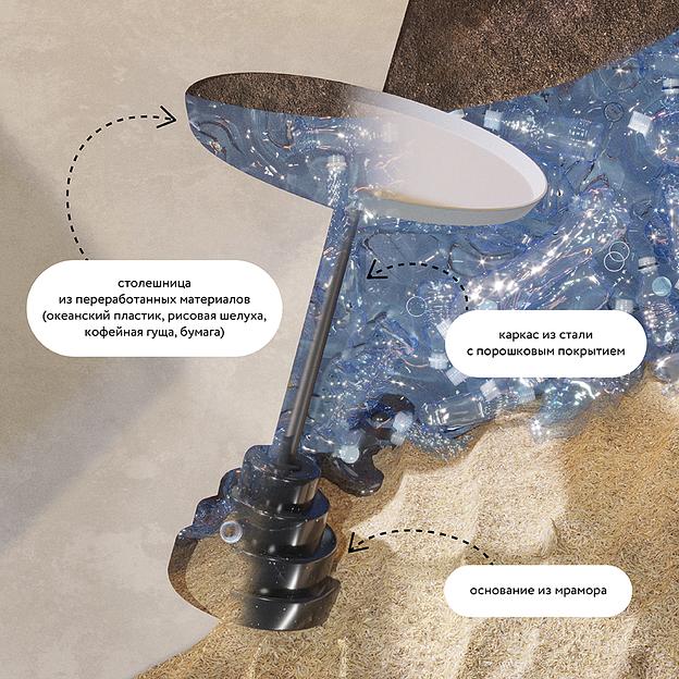 Столик кофейный Sustainable collection, Ø38 см, серо-голубой/черный фото 9