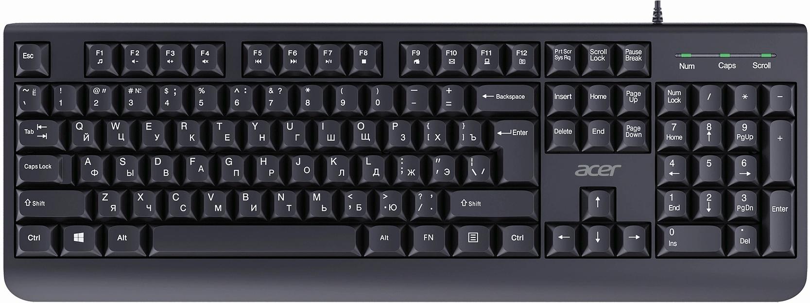 Клавиатура Acer OKW400 черный USB Multimedia (ZL.KBDEE.01C) кабель 1.8м фото 1