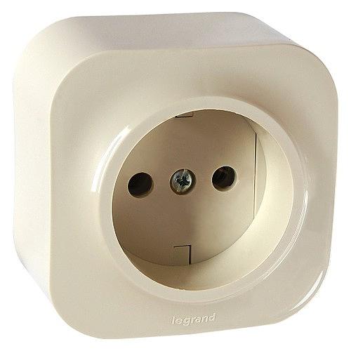 Розетка силовая Legrand Quteo (782241) откр. зазем. IP20 слоновая кость фото 1