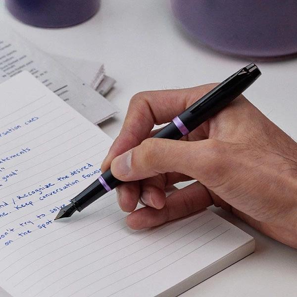 Ручка перьев. Parker IM Vibrant Rings F315 (2172948) Amethyst Purple PVD сталь нержавеющая F подар.кор. фото 6