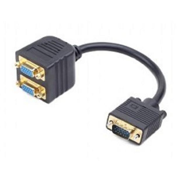 Cablexpert CC-VGAX2-20CM Разветвитель VGA Cablexpert CC-VGAX2-20CM, HD15M/2x15F, 1 компьютер - 2 монитора фото 1