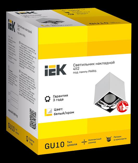 LIGHTING Светильник 4112 накладной потолочный под лампу GU10 белый/хром пластик IEK фото 2