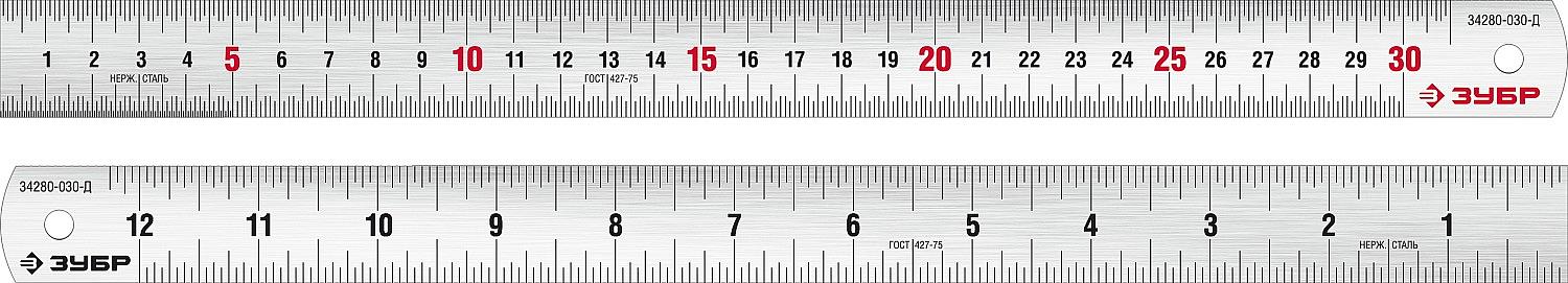 ЗУБР Про-30Д, длина 0.30 м, усиленная нержавеющая линейка, Профессионал (34280-030-Д) фото 1