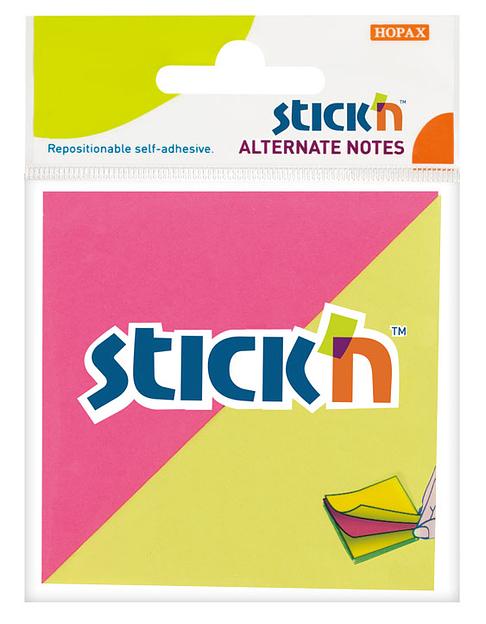 Блок самоклеящийся бумажный Stick`n 21299 76x76мм 100лист. 70г/м2 неон 2цв.в упак. европодвес фото 1