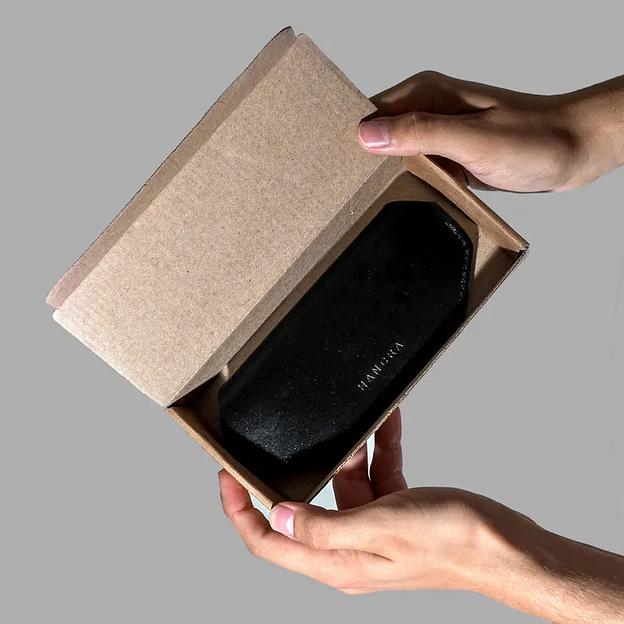 Футляр-чехол для очков из натуральной кожи Hancra, черный, опт фото 2