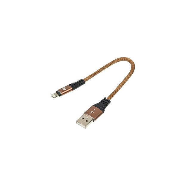 Кабель Digma Lightning (m) - USB (m), 0.15м, в оплетке, 2A, коричневый [light-0.15m-br] фото 1