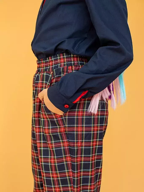 Брюки прямые на девочку KristiKlo «Оксфорд» красная клетка ОПТ фото 4