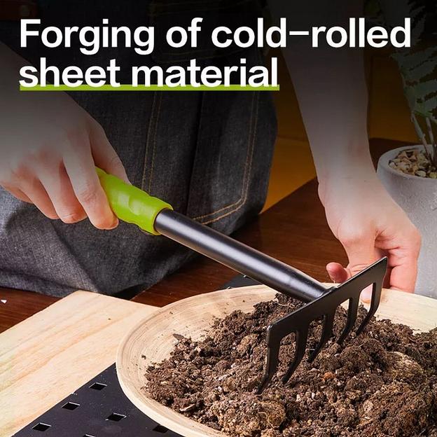 Грабли садовые ручные пятизубчатые Deli DL580813 длина 30 см, защита от ржавчины и коррозии, противоскользящая рукоять фото 4