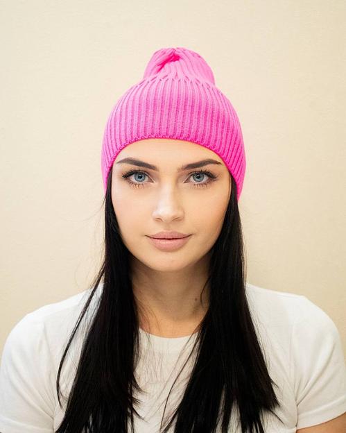 Шапка тыковка без подворота Фуксия ОПТ фото 1