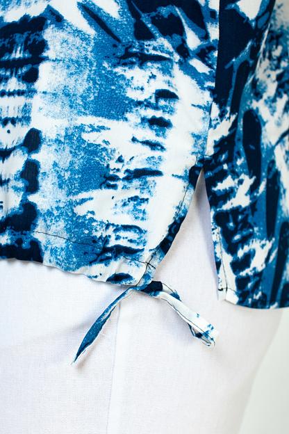 Туника штапель  4103/06/Белый, синий фото 2