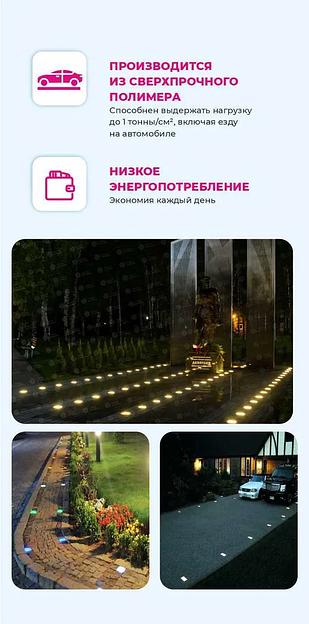 Набор уличных светодиодных Led тротуарных светильников для брусчатки из 2х шт., 100х100 мм, синий фото 8