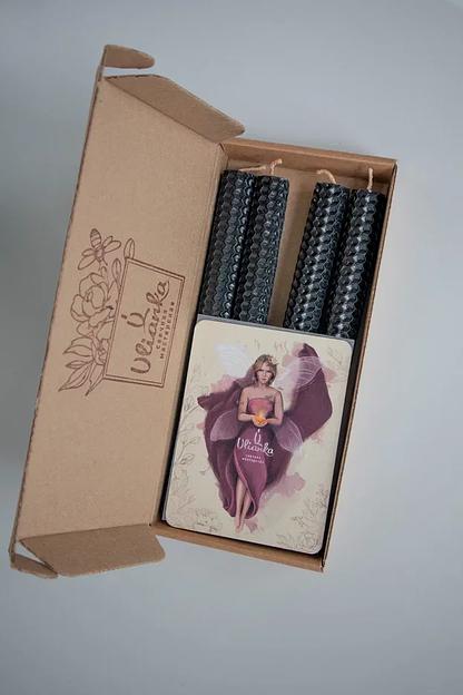 4 тонких свечи из вощины Ulianka, чёрный фото 1