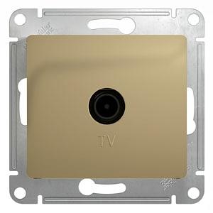 GLOSSA Розетка телевизионная TV одиночная в рамку 1дБ титан фото 4