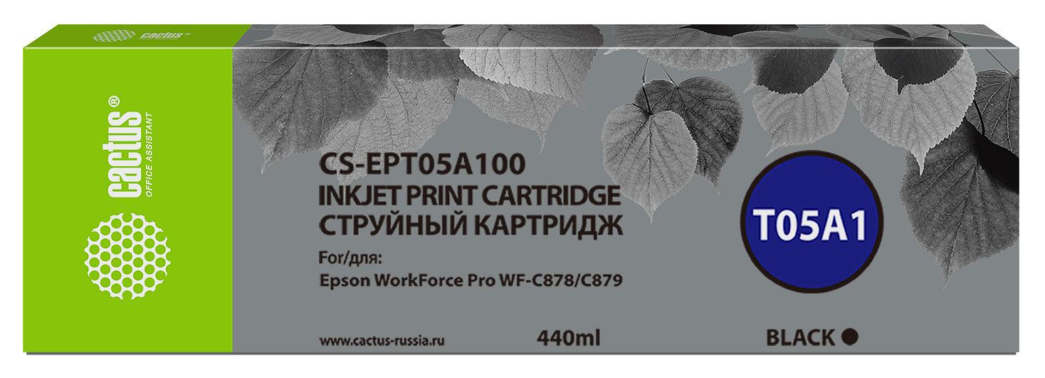 Картридж струйный Cactus CS-EPT05A100 T05A1 черный (440мл) для Epson WorkForce Pro WF-C878/C879 фото 1