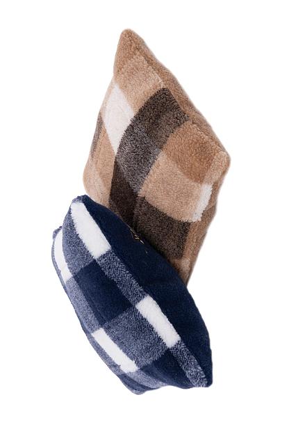 Подушка Woollamb меховая 40×40 см клетка коричневый, опт фото 2