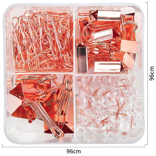 Набор мелкоофисный Deli 78551 гвоздики 50шт скрепки 100шт золотистый металл пластиковая туба фото 3