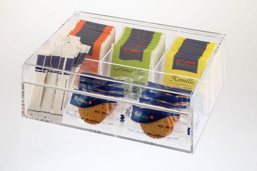 Контейнер для пакетиков чая 4 отд. 22*17*9 см. пластик. прозрачная APS /1/ фото 1