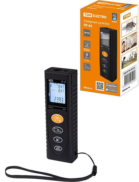 Лазерная рулетка ЛР-60, дальность 60 м, точность 2 мм, подсветка, IP54, 2хAAA, “Алмаз” TDM фото 1