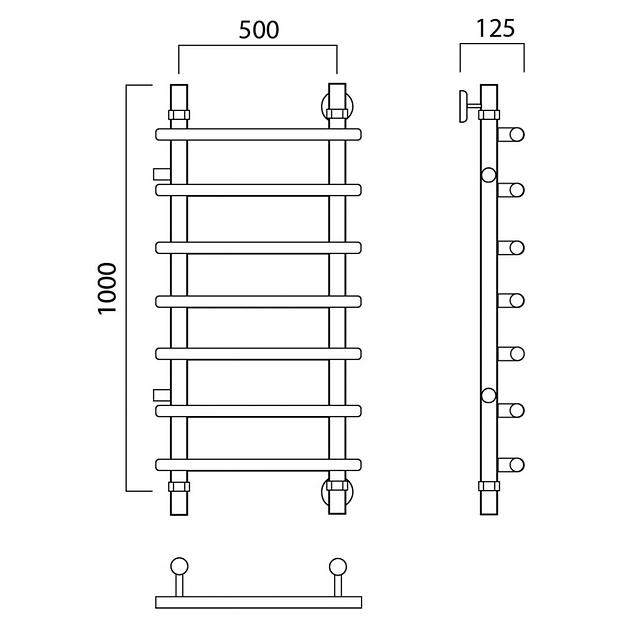 Полотенцесушитель водяной Роснерж Нео 1 L106001 100x50 с боковым подключением 500 фото 2